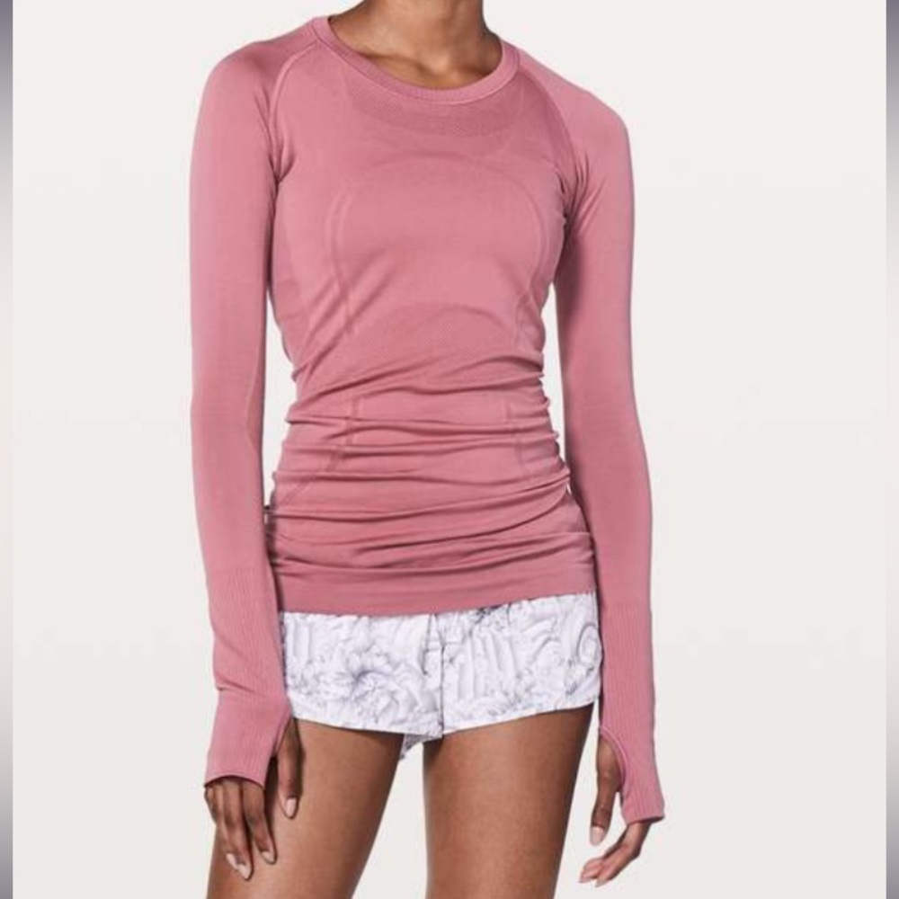Lululemon Swiftly Tech Long Sleeved Crew in Moss Rose - size 6 - LS Tee Shirt